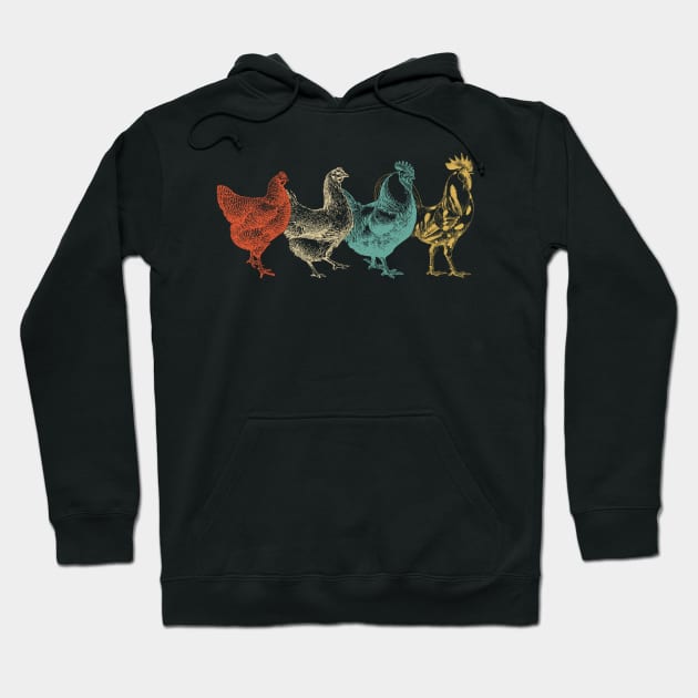 Chicken Vintage Funny Chickens Farm Poultry Farmer Hoodie by jordanfaulkner02